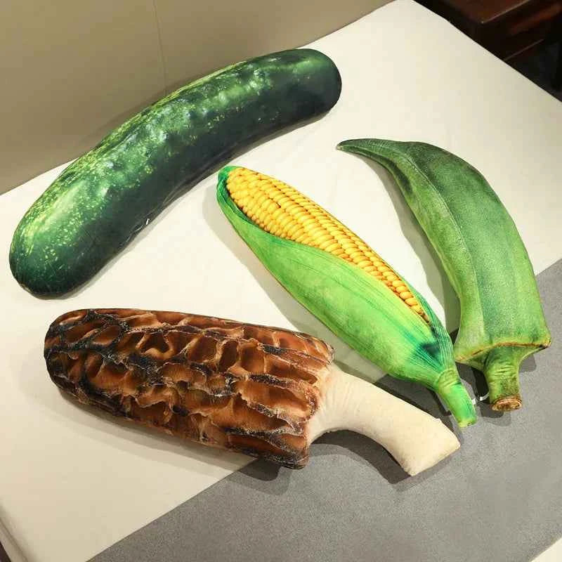 Kawaii Simulation Vegetable Plush Pillow - Funny Stuffed Corn Cucumber Okra Mushroom Sleep Cushion and Gift, 70cm