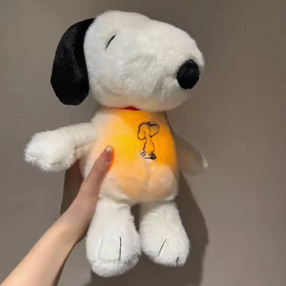 Breathing White Dog Plush Toy – Light & Sound Sleep Companion