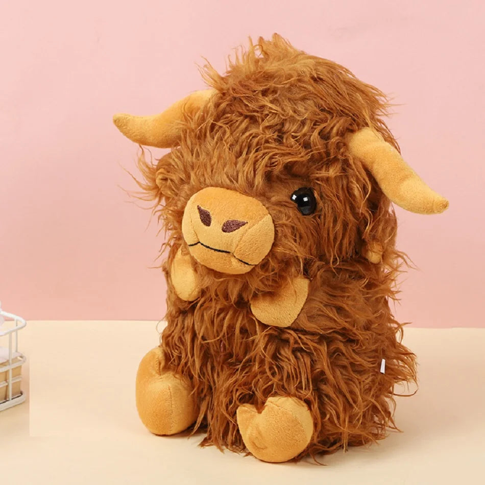 Highland Cow Breathing Plush Toy – Music & Light Sleep Companion