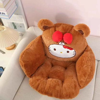 Comfortable Hello Kitty Seat Cushion - Plush Office Chair Pad with Back Support (17.7 in)