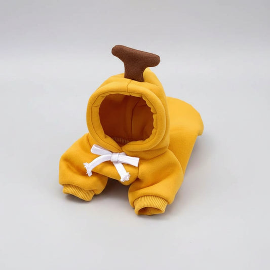 Cute Fruit Pet Hoodie Sweater – Warm Costume for Cats and Small Dogs Yellow Banana