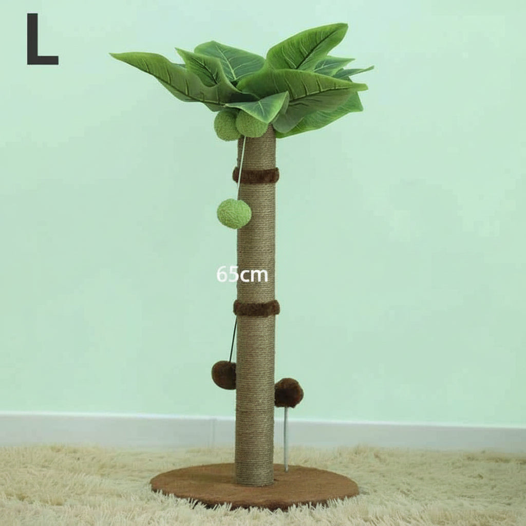 Cat Scratching Post Tree 65cm – Sisal Rope Scratch Tower with Hanging Toys Brown 65cm (25.6")