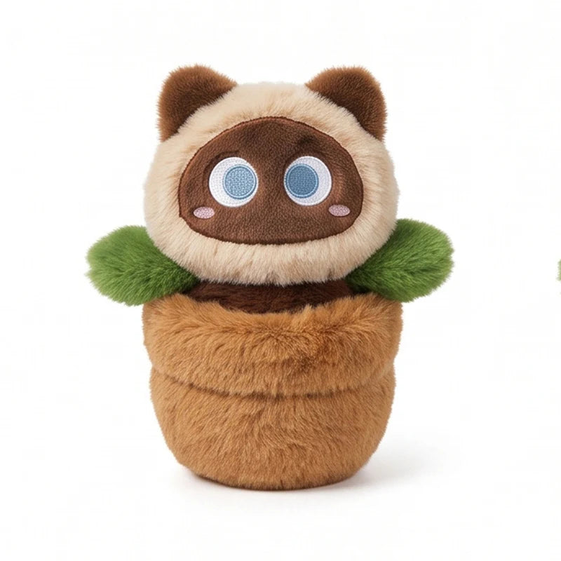 Kawaii Flower Pot Cat Plush – 25 cm Siam 25 cm (9.8 in)