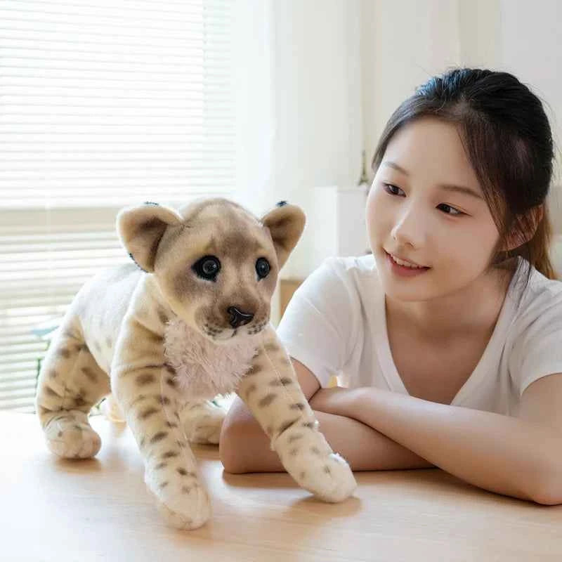 39cm-49cm Realistic Wild Animal Series Plush Toys Cute Fluffy Stuffed Tiger Lion Leopard Doll Cushion Funny Birthday Gift