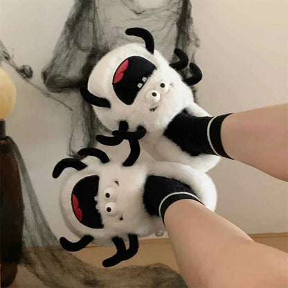 Cute 3D Spider Fluffy House Slippers - Women's Warm Winter Indoor Non-slip Shoes