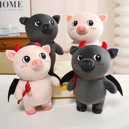 Kawaii Demon Pig Plush Toy – Cute Devil Pig Stuffed Animal Doll