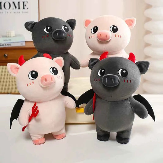 Kawaii Demon Pig Plush Toy – Cute Devil Pig Stuffed Animal Doll