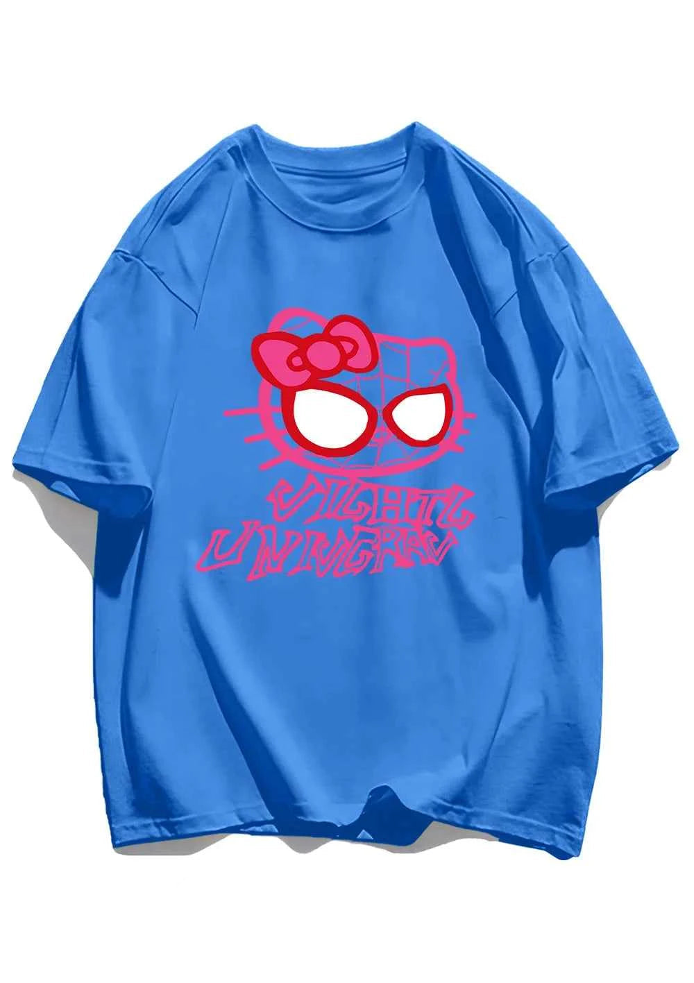 Cartoon Cat Spider Print Woman Tees Cotton High-Quality Tees Anime Loose T Shirts Outdoor Loose Fitting Short Sleeved