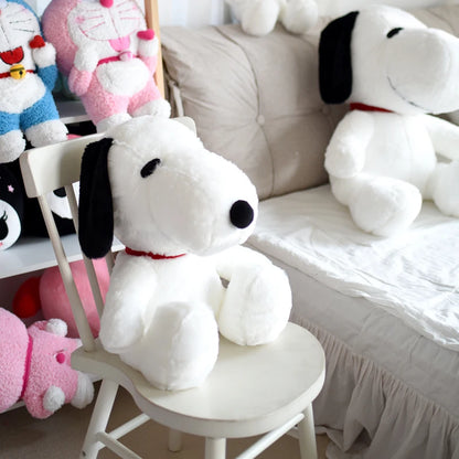 White Cartoon Dog Plush Pillow – Soft Stuffed Animal Doll