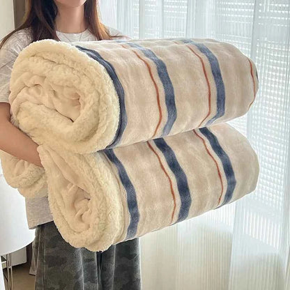 Imitation rabbit fur blanket double-sided thickened four-season blanket, super soft, lightweight and breathable living room