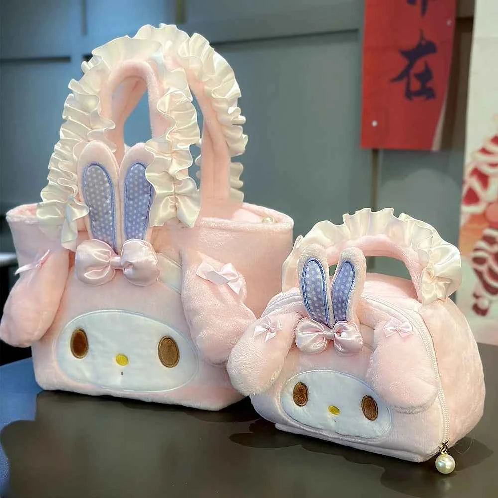 Lovely My Melody Handbag Japanese Style Cosmetic Bag Kawaii Anime Piano Plush Lolita Bag Large Capacity Birthday Gifts