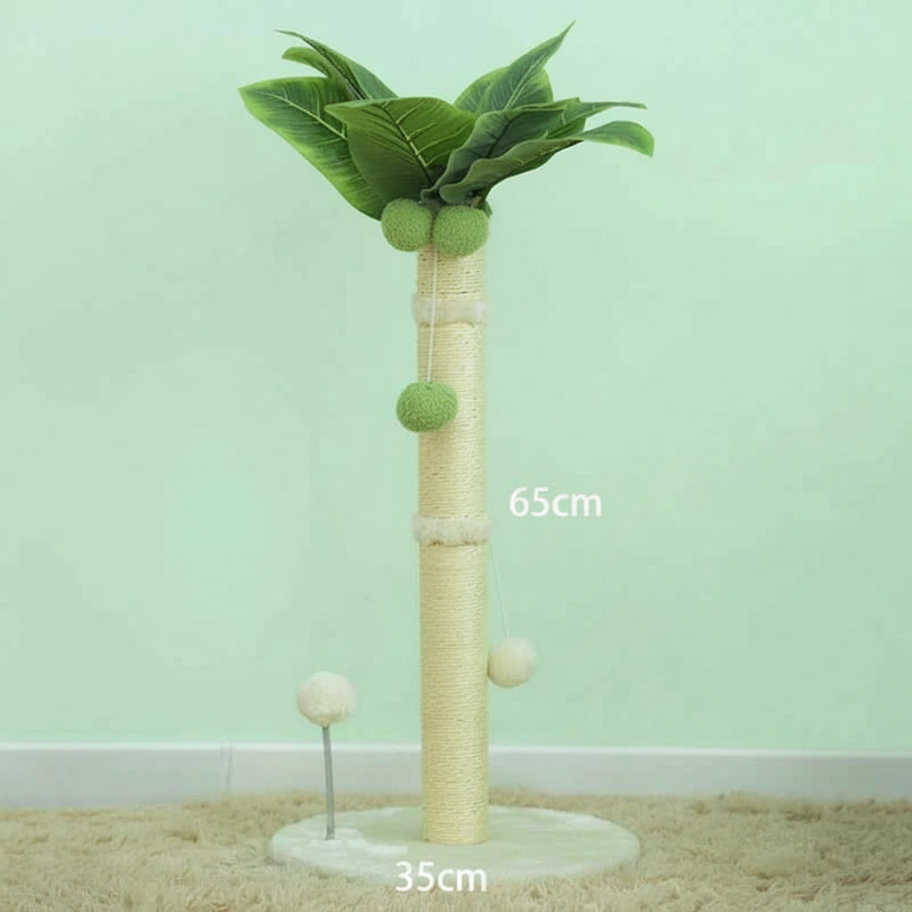 Cat Scratching Post Tree 65cm – Sisal Rope Scratch Tower with Hanging Toys White 65cm (25.6")