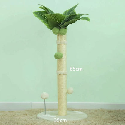Cat Scratching Post Tree 65cm – Sisal Rope Scratch Tower with Hanging Toys White 65cm (25.6")