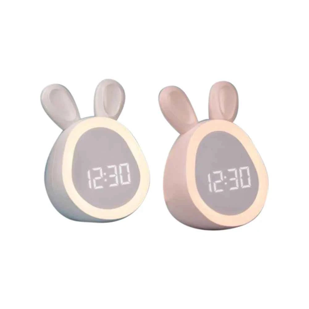 Cute Rabbit LED Digital Alarm Clock - Stepless Dimming Night Light for Kids