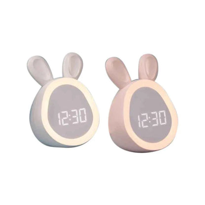 Cute Rabbit LED Digital Alarm Clock - Stepless Dimming Night Light for Kids