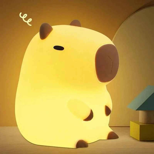 Kawaii Capybara Night Light - Cute Cartoon Silicone Creative Bedside Sleep Lamp