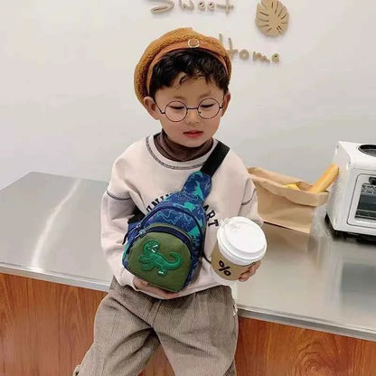 Cute Dinosaur Children's Sling Bag (7.1 in) - Waterproof Oxford Crossbody Chest Bag