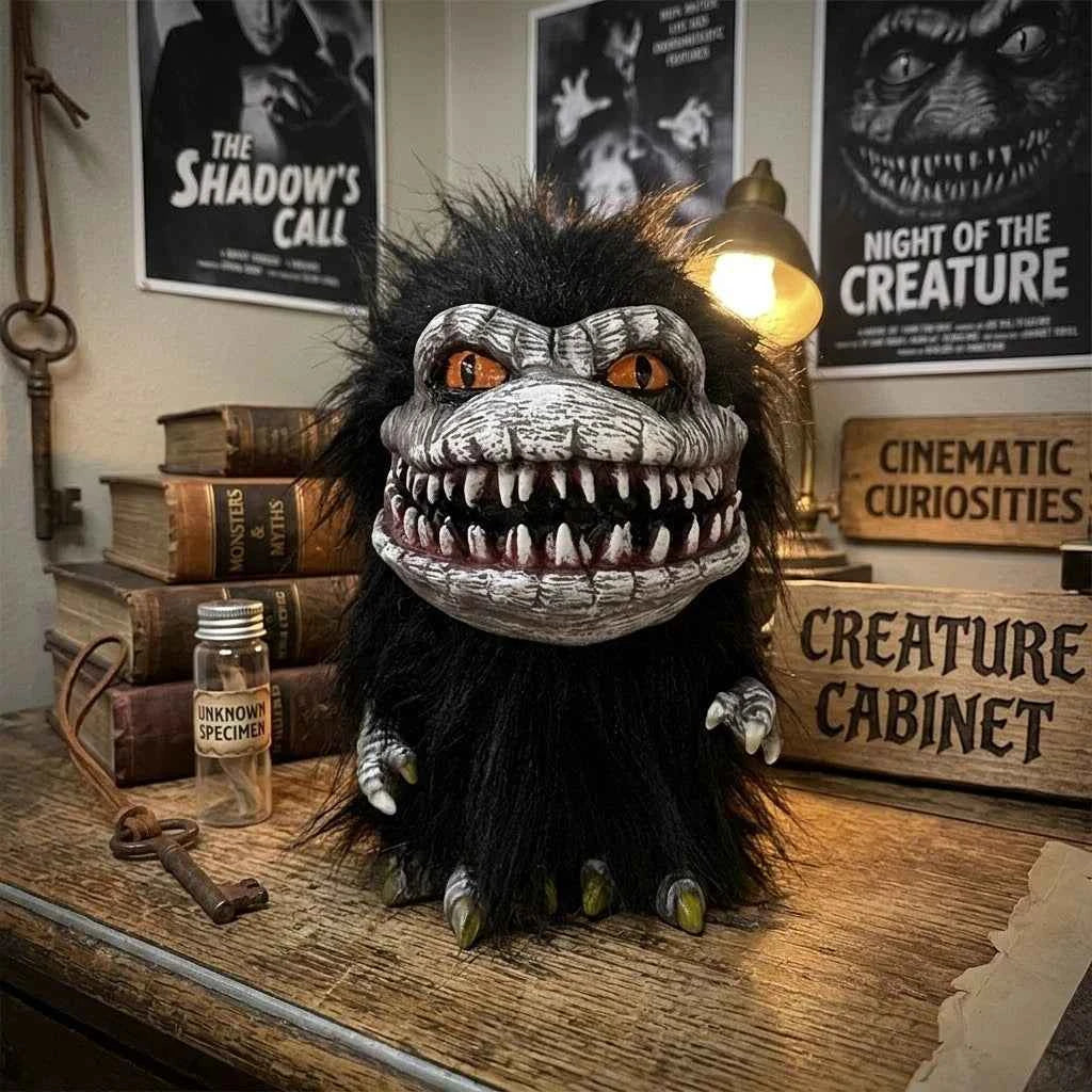 Soft Black Fur Horror Monster Doll Detailed Scary Face With Yellow Claws Perfect For Halloween Party Decor Or Critters Fans