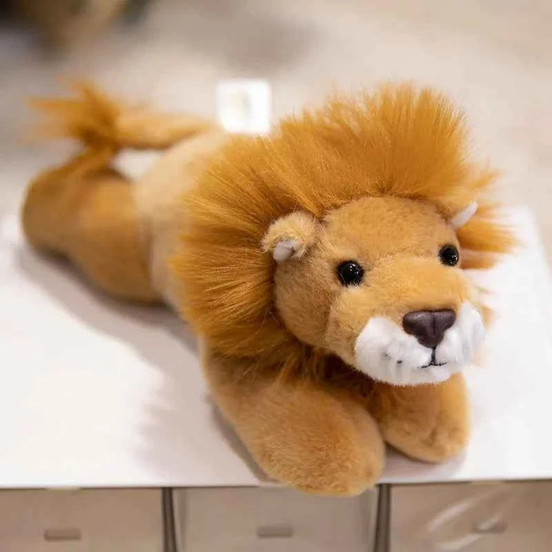 12 Types Plush Animal Toys Realistic Stuffed Tige Lion Giraffe Elephant Panda Soft Simulation Plushie Birthday Gift for Kids