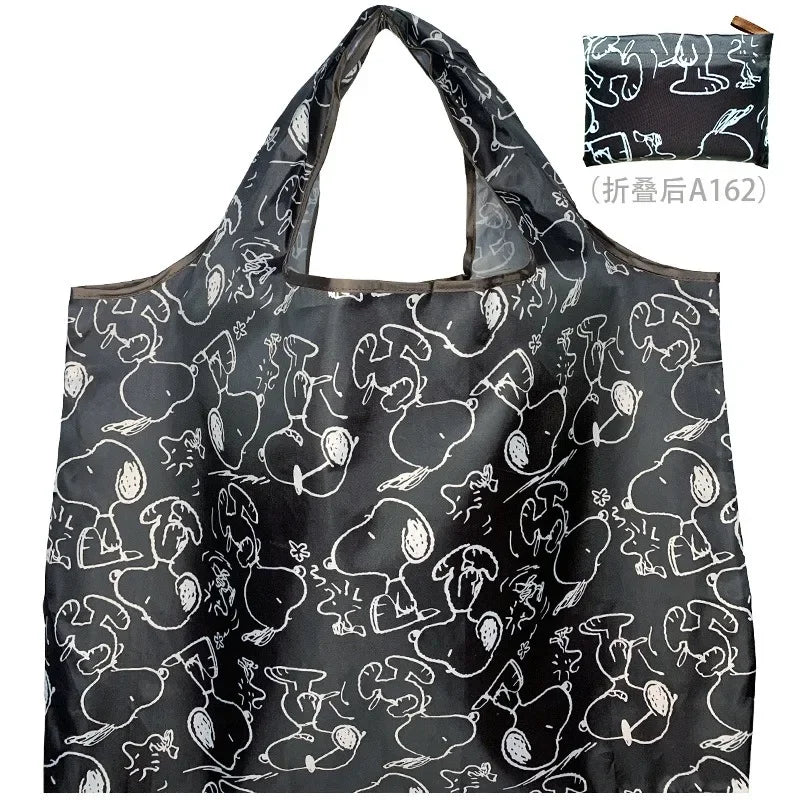 Snoopy Reusable Shopping Bag – Large Capacity Foldable Tote C 20.9 × 15.7 × 10.2 inches (53 × 40 × 26 cm)