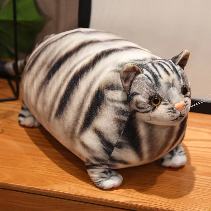 30/50cm Simulation 3D Super Fat Cats Plush Stuffed Animal Cute Lifelike Toy Cat Doll Pet Toys Home Decor Gift For Girls Birthday white black cat