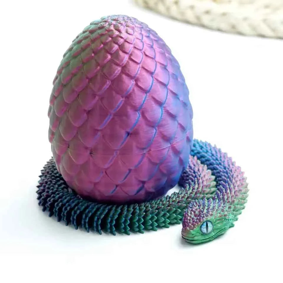 3D Printed Snake Surprise Egg Set – Flexible Jointed Figurines (4 Eggs + 4 Snakes)