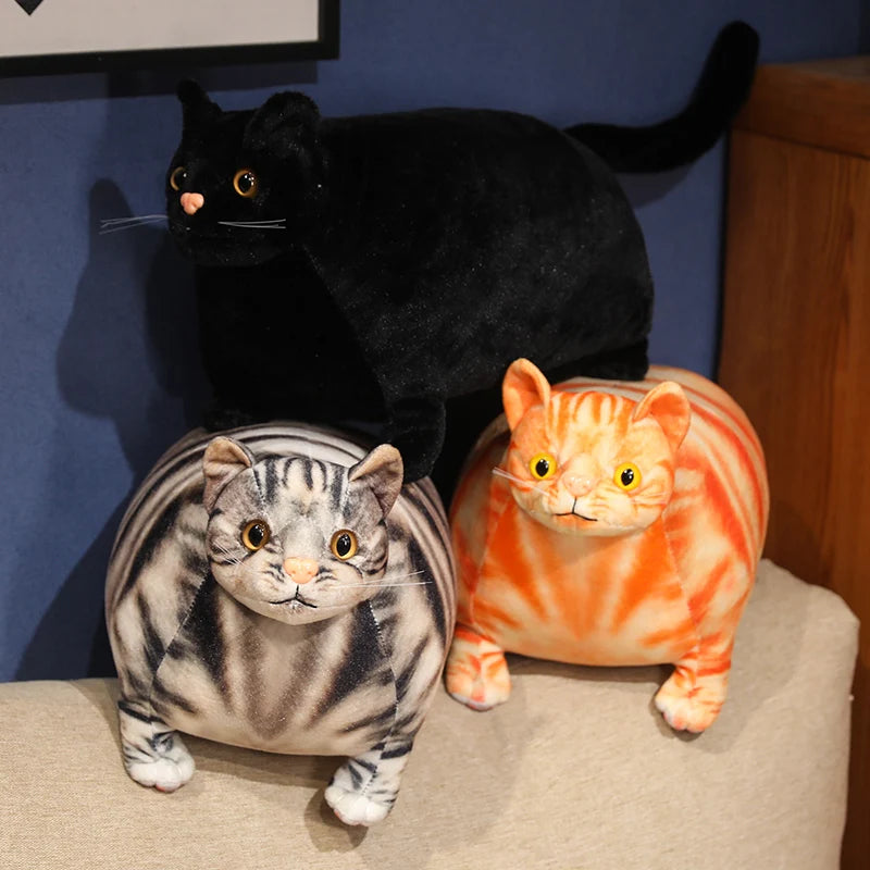 30/50cm Simulation 3D Super Fat Cats Plush Stuffed Animal Cute Lifelike Toy Cat Doll Pet Toys Home Decor Gift For Girls Birthday