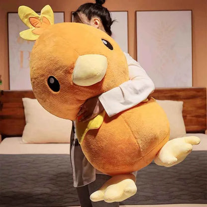 Giant Cute Chick Plush Toy – Kawaii Yellow Bird Stuffed Animal Body Pillow Brown