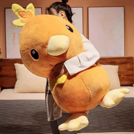 Giant Cute Chick Plush Toy – Kawaii Yellow Bird Stuffed Animal Body Pillow Brown