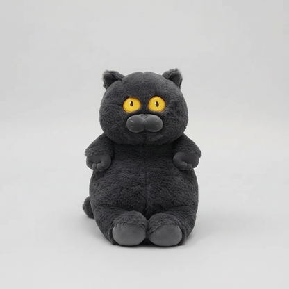 Kawaii Fat Cat Plush Toy – Soft Stuffed Animal Pillow Black