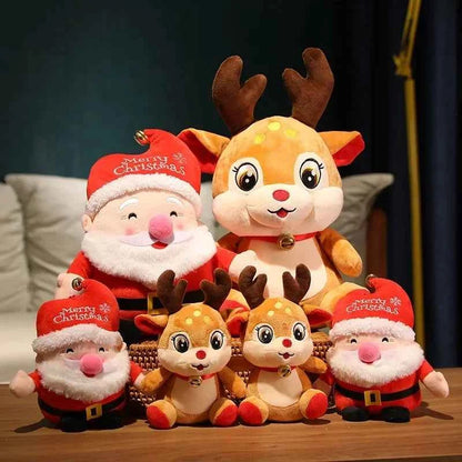 Cute Christmas Series Plush Doll (8-9 in) - Stuffed Santa, Snowman & Elk Toy