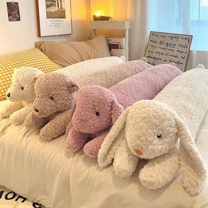 Kawaii Long Gaint Curly Animal Bunny Plush Pillow Doll Elephant Rabbit Bear Dinosaur Soft Pillow Home Decor Accompany Sleep
