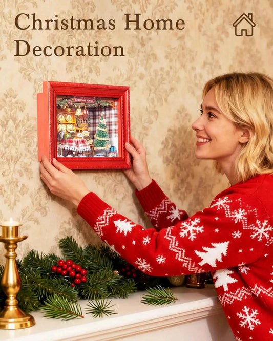 Rolife Christmas Eve Party 3D LED Wooden Puzzle Kit (8.6 in) - Festive Diorama Gift