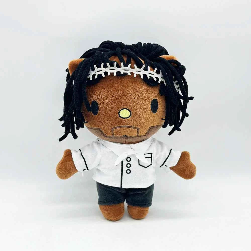 2025 New Hello Kitty Kendrick Lamar Wear White Clothes Boy Plush Doll Figure Stuffed Toy Cute Boys Girls Birthday Gift