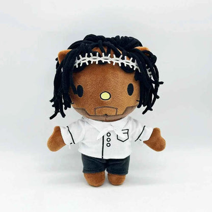 2025 New Hello Kitty Kendrick Lamar Wear White Clothes Boy Plush Doll Figure Stuffed Toy Cute Boys Girls Birthday Gift