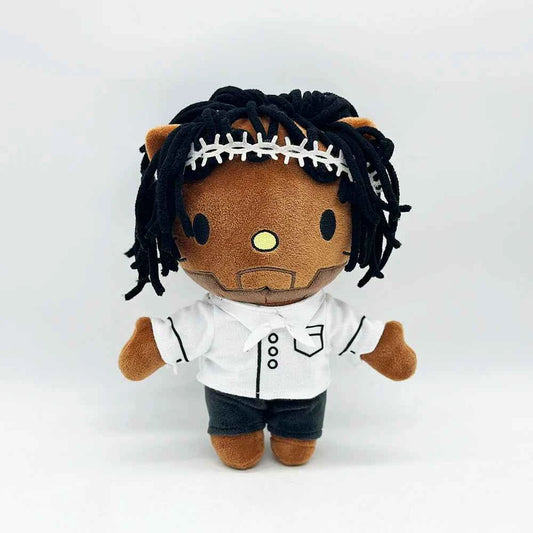 2025 New Hello Kitty Kendrick Lamar Wear White Clothes Boy Plush Doll Figure Stuffed Toy Cute Boys Girls Birthday Gift