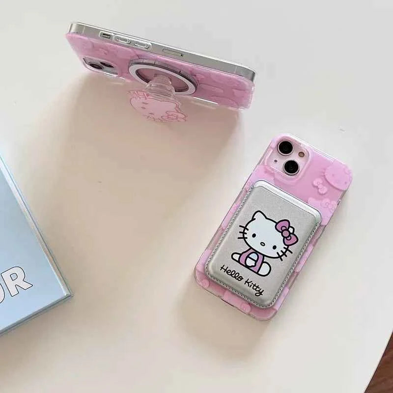 Cute Sanrio Hello Kitty Magnetic Wallet Magsafe Phone Case - Wireless Charge Cover