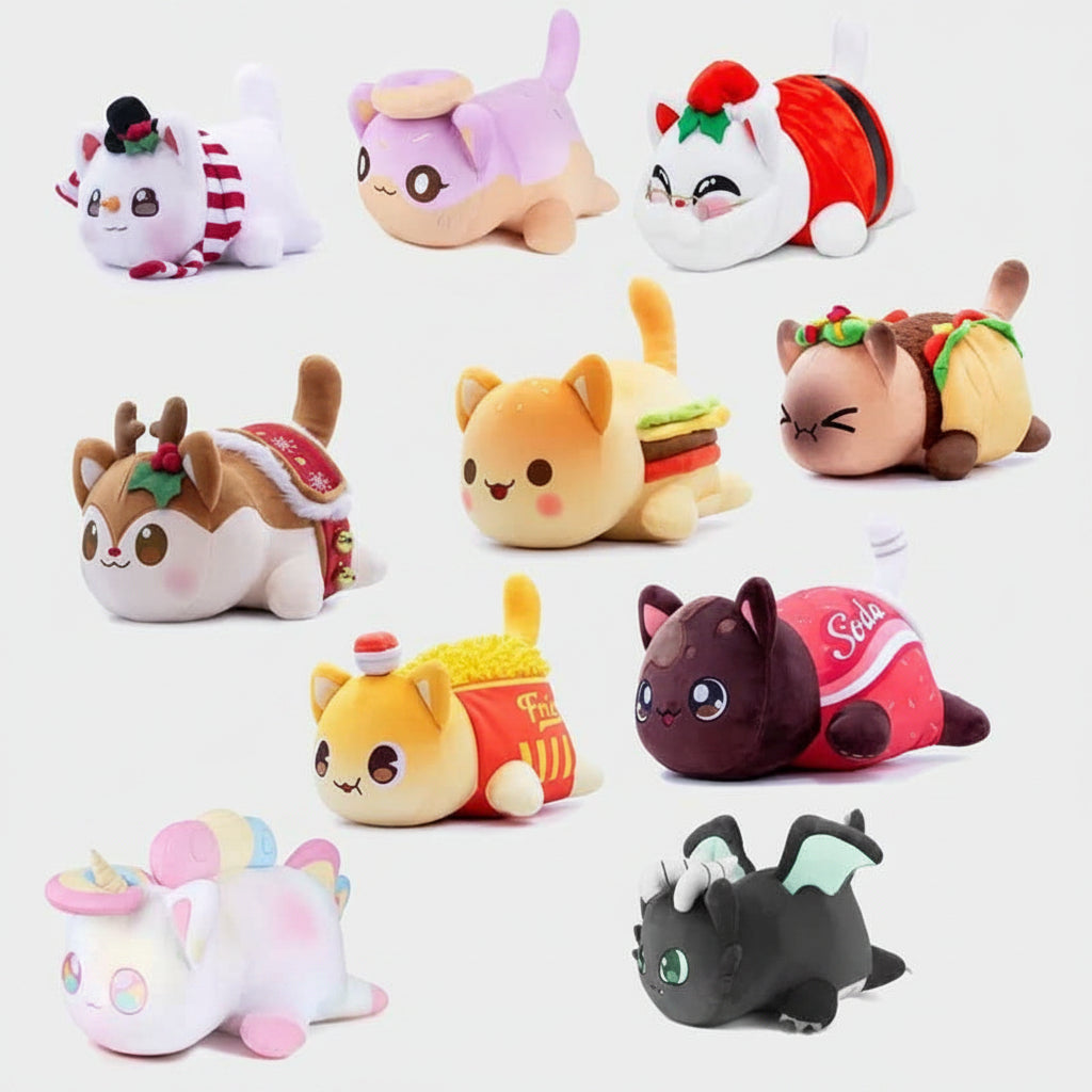 25CM Meows Aphmau Plush Doll Coke French Fries Burgers Bread Sandes Food Cat Plushie Sleeping Pillow Children's Christmas Gifts