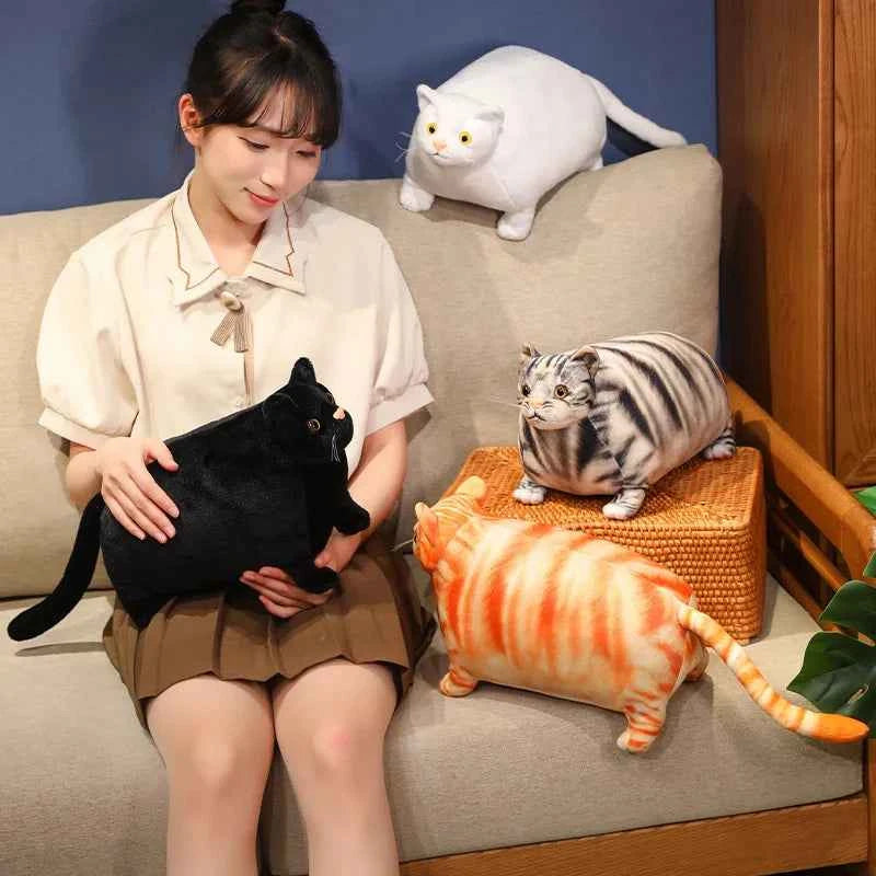 30/50cm Simulation 3D Super Fat Cats Plush Stuffed Animal Cute Lifelike Toy Cat Doll Pet Toys Home Decor Gift For Girls Birthday
