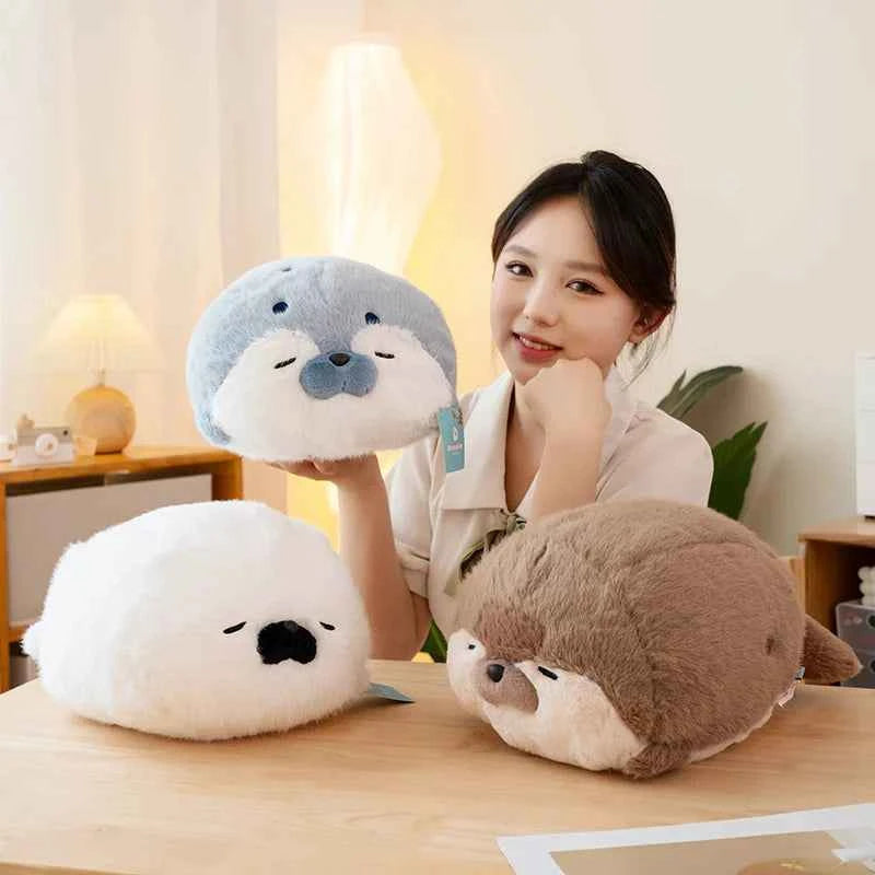 Cartoon Sea Otter Stuffed Sea Animal Plush Doll Throw Pillow Blue Seal Sea Lion Birthday Gift For Boys And Girls