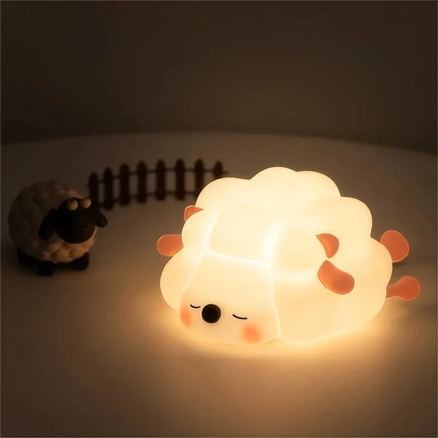 Kawaii Animal LED Night Light (3.9 in) - Dimmable Silicone Table Lamp Rechargeable