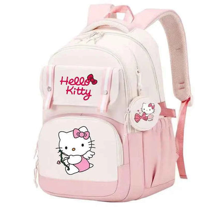 Hello Kitty Large Capacity Backpack Cartoon Daypack Travel Commute Knapsack School bag for Kids Girls Mochila With Coin Purse