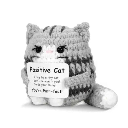 Funny Crochet Emotional Support Coffee Doll Card Desktop Cat