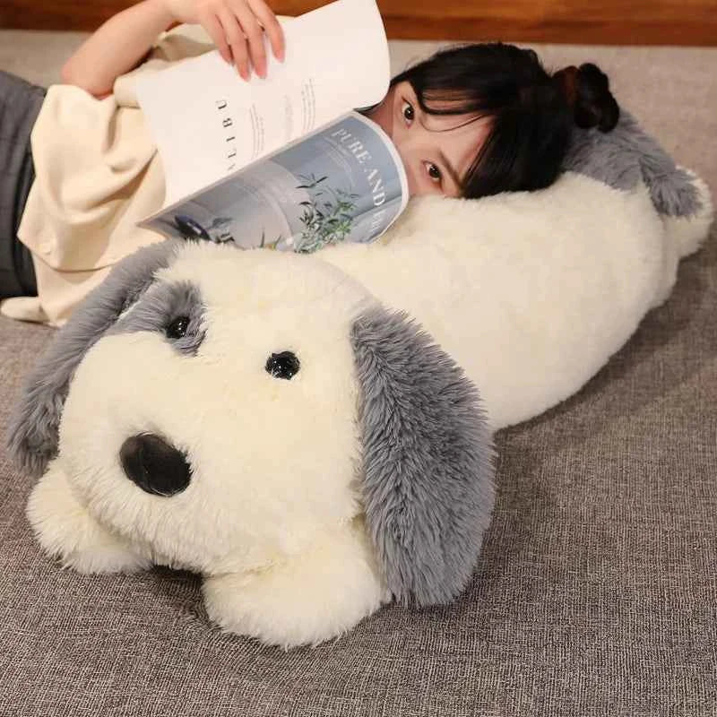 Soft Lying Dog Plush Toy – Giant Fluffy Puppy Hug Pillow