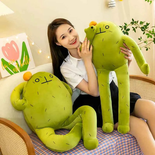 Funny Long Leg Cactus Frog Plush Toy – Cute Frog Stuffed Animal Pillow