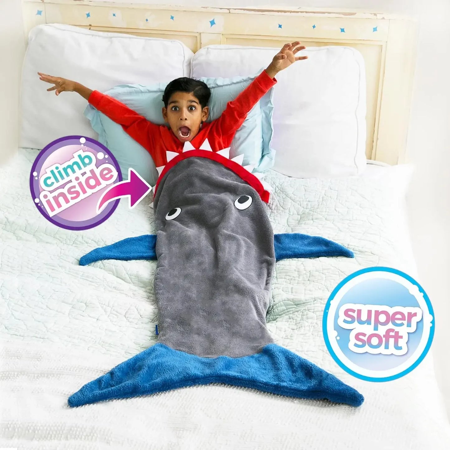 Shark Mermaid Tail Blanket – Wearable Flannel Sleeping Sack