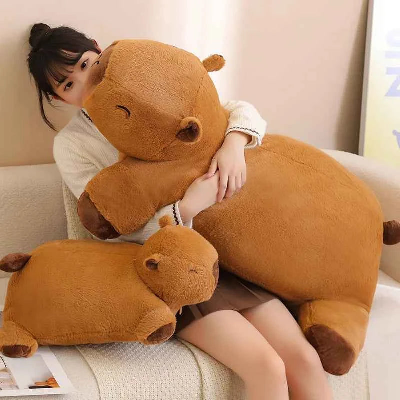 Giant Kawaii Capybara Plush Floor Mat – Soft Capybara Plush Rug & Hug Pillow