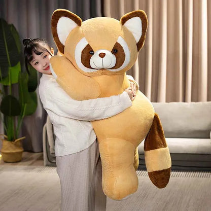 Kawaii Raccoon Plush Hug Pillow – Soft Stuffed Red Panda Doll in Brown & Gray (55–90cm)