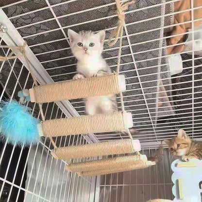 Cat Climbing Frame Bridge Cat Ladder Sisal Rope Wooden Cat