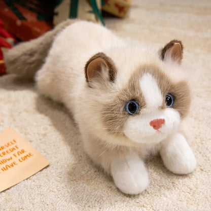 Realistic Cat Plush Toy – Soft Simulation Kitten Stuffed Animal Brown 15.75" (40cm)